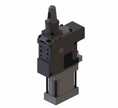 a7cdd2c5-e0e5-414f-8cef-29b513edd256_DCA63V - RAM Solutions Backlash free centering of the part Variable clamping position until to 3 mm. Steel flanks Customized hooks, locator pins and top plates 2 mounting areas (front and rear) Pneumatic cylinder bore : 63 mm. 4 feeding ports G1/4” Inductive proximity switch : 3 LEDS, connection M12x1 Flowing weld splashes protection Max clamping force (5 bar) : 220 / 280 daN Holding moment : 330 daN Working pressure : 5 - 8 bar Weight : ~ 7,5 Kg.